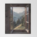 Where the Pines Begin - Alpine Landscape Print Throw Blanket Gallery Image 2