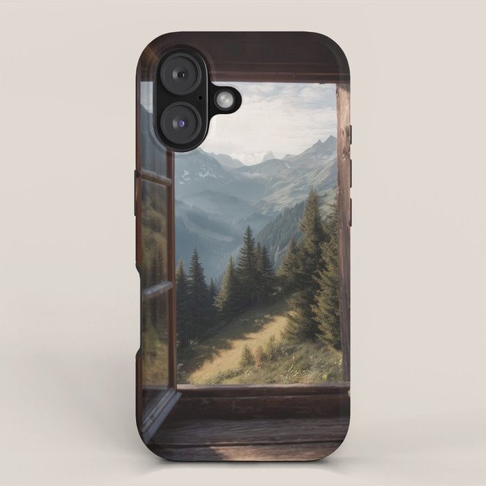 Where the Pines Begin - Alpine Landscape Print iPhone Case Gallery Image 1