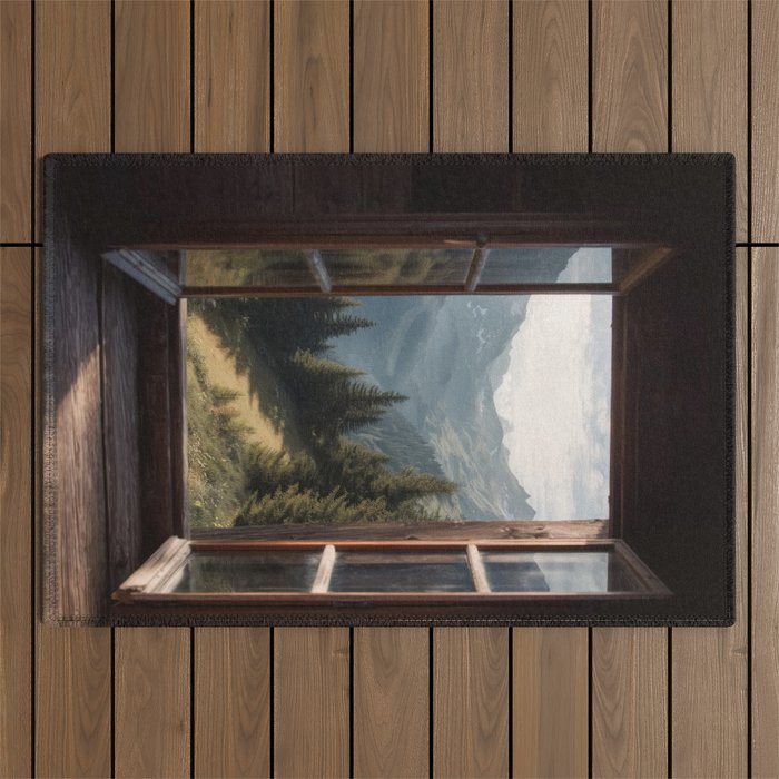 Where the Pines Begin - Alpine Landscape Print Outdoor Rug Gallery Image 1