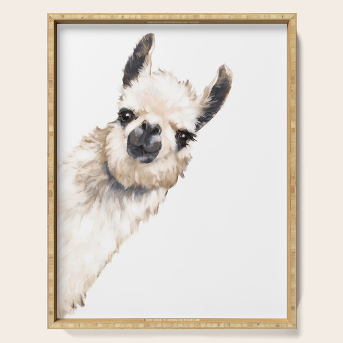 Sneaky Llama White Serving Tray Gallery Image 1