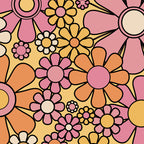 Retro Garden Flowers Groovy 60s 70s Floral Pattern Pink Orange Yellow Black Coffee Mug Gallery Image 2