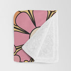 Retro Garden Flowers Groovy 60s 70s Floral Pattern Pink Orange Yellow Black Throw Blanket Gallery Image 3