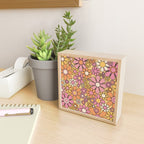 Retro Garden Flowers Groovy 60s 70s Floral Pattern Pink Orange Yellow Black Mini Art Print Gallery Image 2