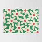 Daisy Time Floral Pattern in Christmas Holiday Red, Green, and Cream Rug Gallery Image 2