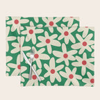 Daisy Time Floral Pattern in Christmas Holiday Red, Green, and Cream Placemat Gallery Image 1