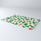 Daisy Time Floral Pattern in Christmas Holiday Red, Green, and Cream Rug Gallery Image 3
