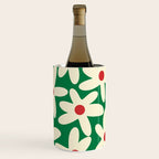 Daisy Time Floral Pattern in Christmas Holiday Red, Green, and Cream Wine Chiller Gallery Image 2