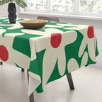 Daisy Time Floral Pattern in Christmas Holiday Red, Green, and Cream Tablecloth Gallery Image 3