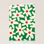 Daisy Time Floral Pattern in Christmas Holiday Red, Green, and Cream Stationery Card Gallery Image 2