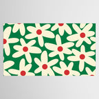 Daisy Time Floral Pattern in Christmas Holiday Red, Green, and Cream Tablecloth Gallery Image 2