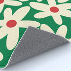 Daisy Time Floral Pattern in Christmas Holiday Red, Green, and Cream Rug Gallery Image 4