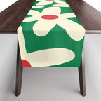 Daisy Time Floral Pattern in Christmas Holiday Red, Green, and Cream Table Runner Gallery Image 1