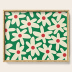 Daisy Time Floral Pattern in Christmas Holiday Red, Green, and Cream Serving Tray Gallery Image 1