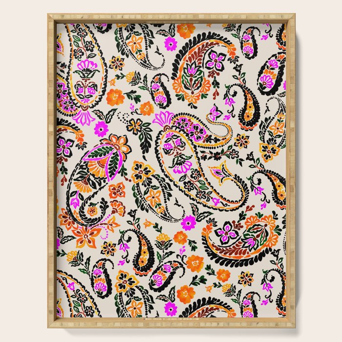 Vibrant paisley print Serving Tray Gallery Image 1
