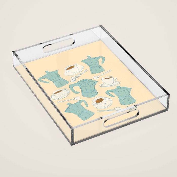 Moka Pots and Espresso Cups Acrylic Tray Gallery Image 1