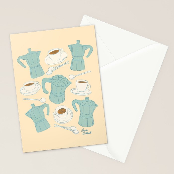 Moka Pots and Espresso Cups Stationery Card Gallery Image 2