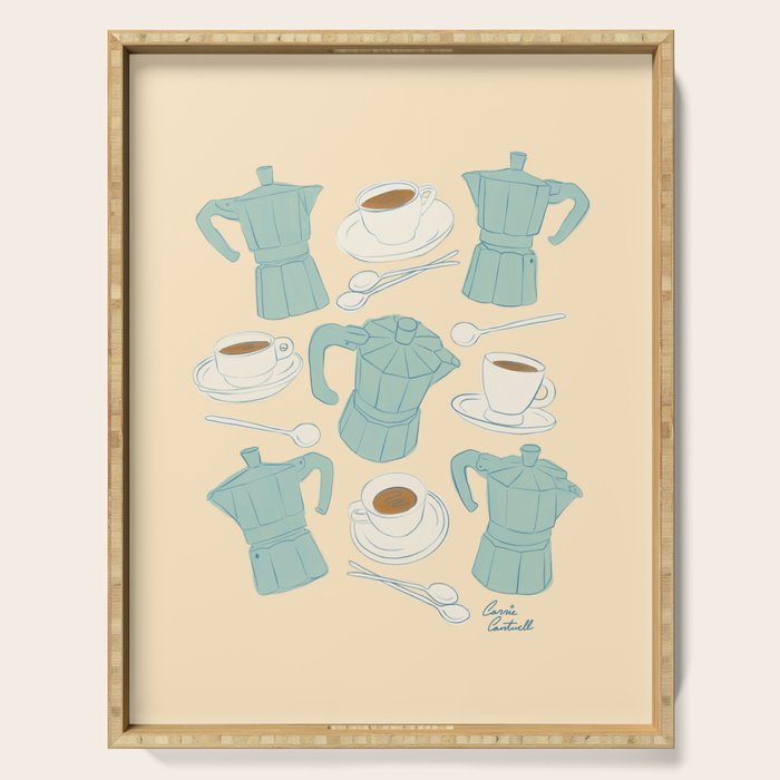 Moka Pots and Espresso Cups Serving Tray Gallery Image 1