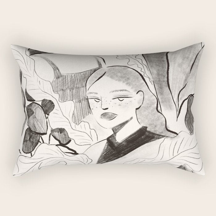Summer Ladies B&W Rectangular Pillow Gallery Image 2