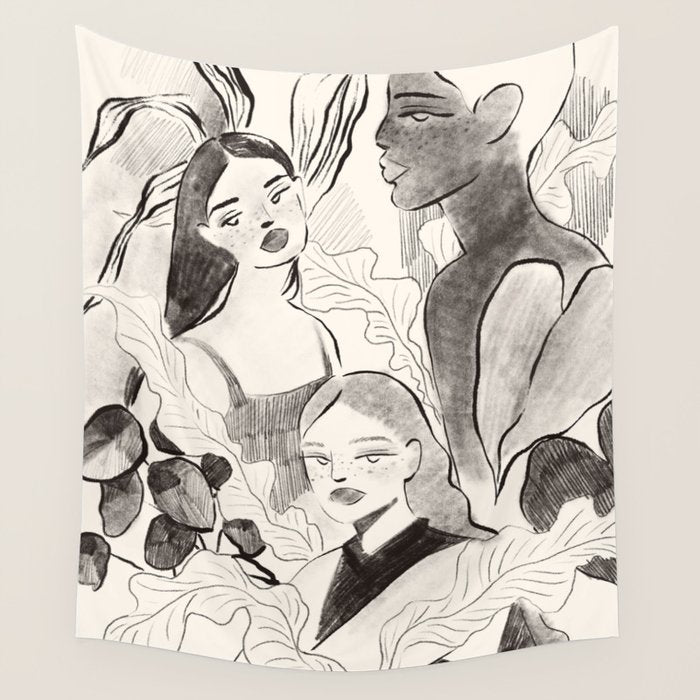 Summer Ladies B&W Wall Tapestry Gallery Image 4