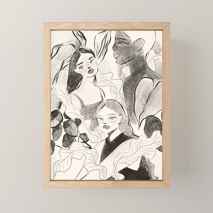 Summer Ladies B&W Mini Art Print Gallery Image 1