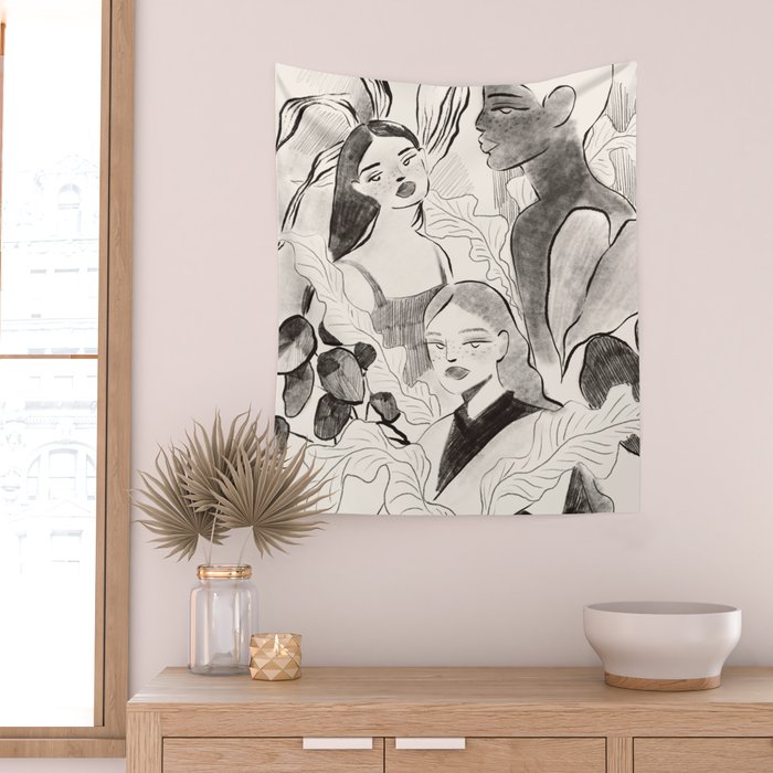Summer Ladies B&W Wall Tapestry Gallery Image 2