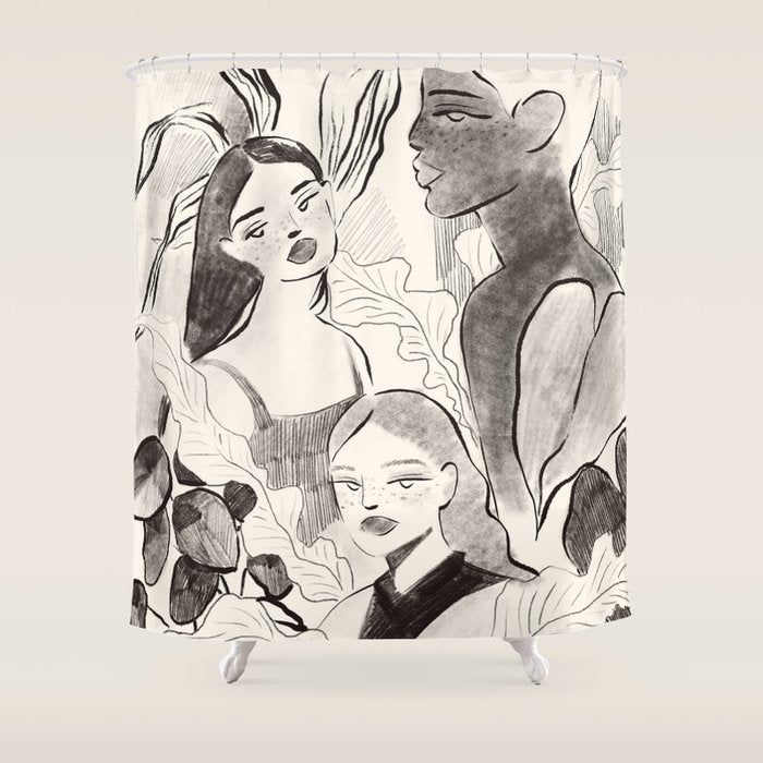 Summer Ladies B&W Shower Curtain Gallery Image 1