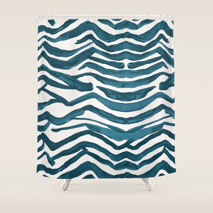 Zebra Print - Teal Palette Shower Curtain Gallery Image 1