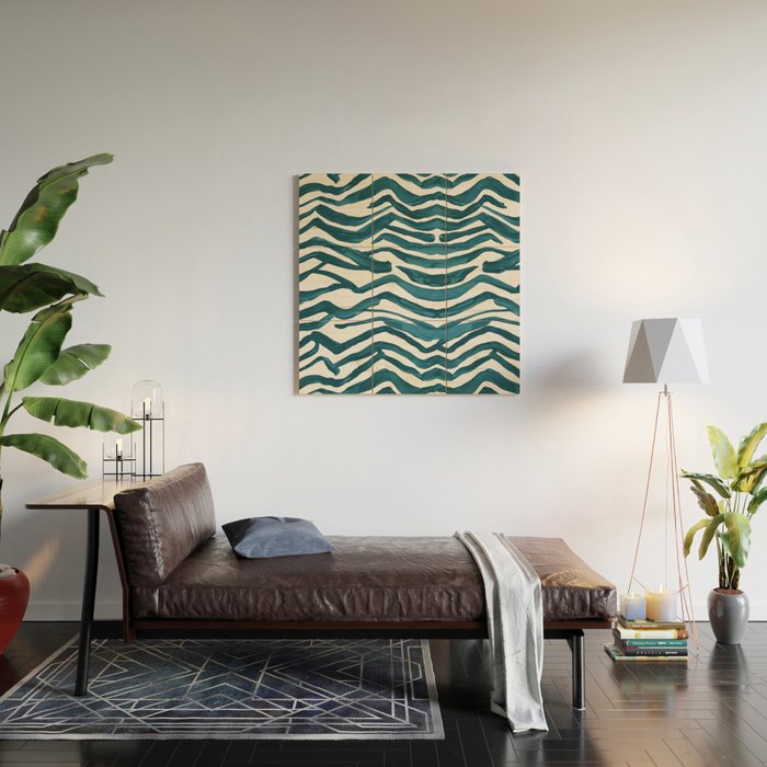 Zebra Print - Teal Palette Wood Wall Art Gallery Image 2