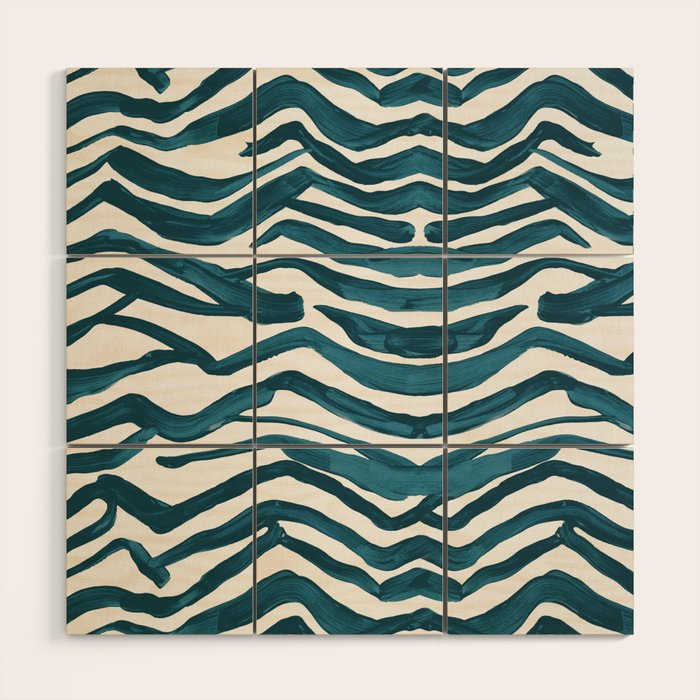 Zebra Print - Teal Palette Wood Wall Art Gallery Image 1