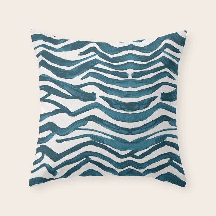 Zebra Print - Teal Palette Throw Pillow Gallery Image 6