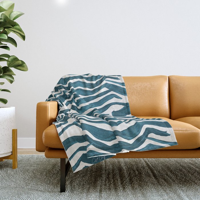 Zebra Print - Teal Palette Throw Blanket Gallery Image 1