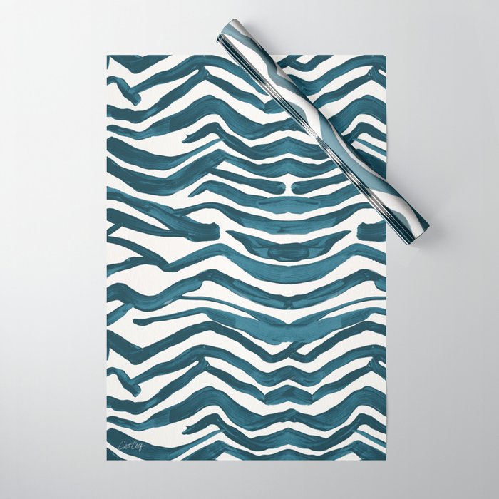 Zebra Print - Teal Palette Wrapping Paper Gallery Image 1