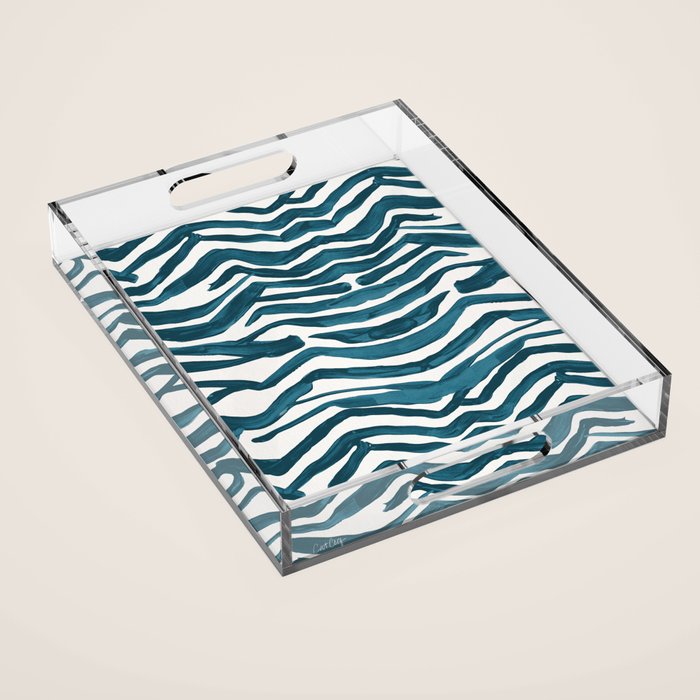 Zebra Print - Teal Palette Acrylic Tray Gallery Image 1