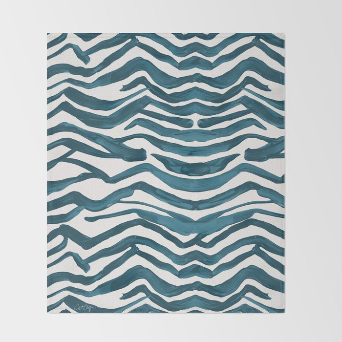 Zebra Print - Teal Palette Throw Blanket Gallery Image 2