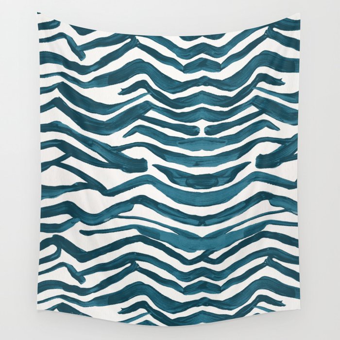 Zebra Print - Teal Palette Wall Tapestry Gallery Image 4