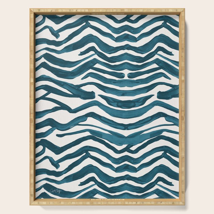 Zebra Print - Teal Palette Serving Tray Gallery Image 1