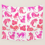 Cat Positions - Pink OmbrÃ© Palette Wall Tapestry Gallery Image 4