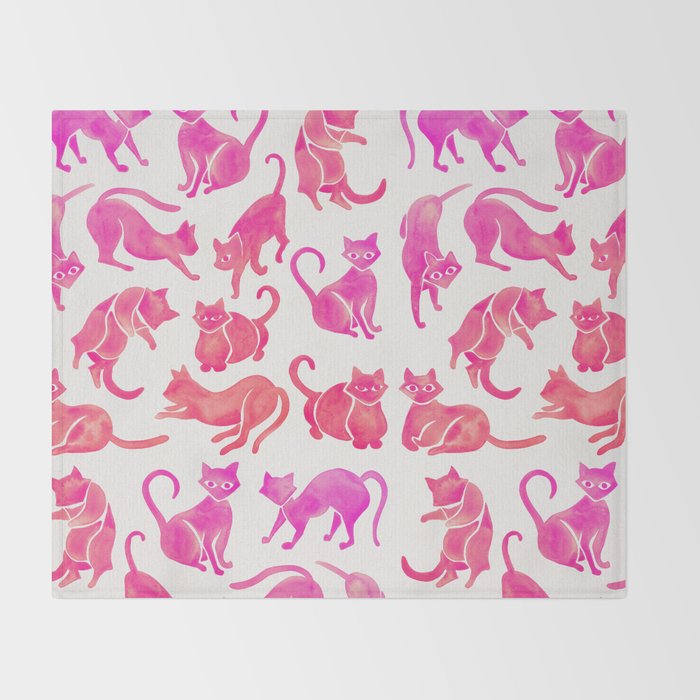 Cat Positions - Pink OmbrÃ© Palette Throw Blanket Gallery Image 2