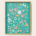 Dinosaurs + Unicorns on Teal Serving Tray Gallery Image 1