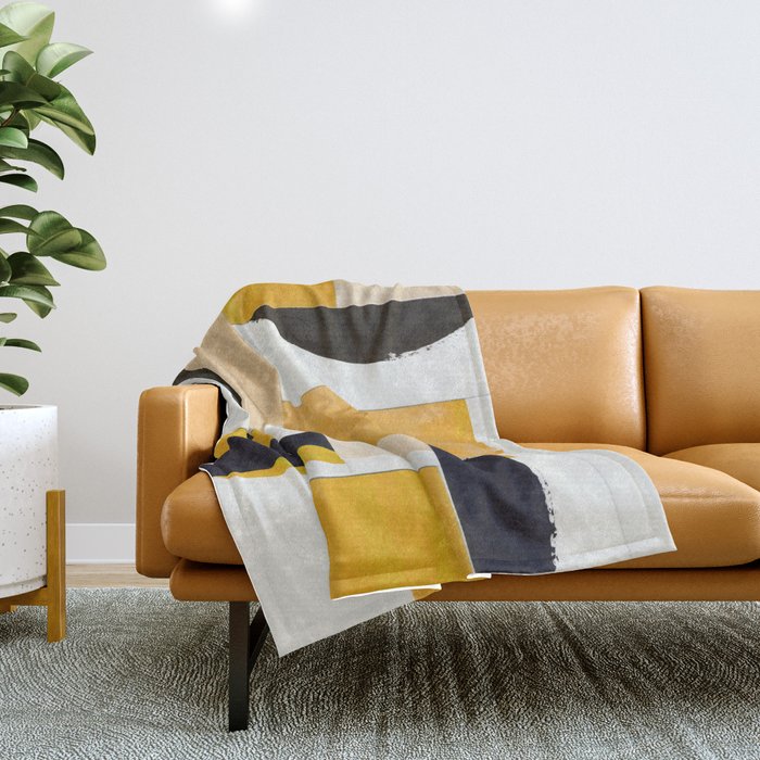 Yellow Abstract Collage Throw Blanket Gallery Image 1
