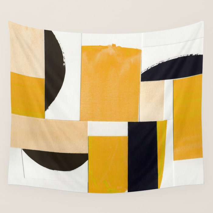 Yellow Abstract Collage Wall Tapestry Gallery Image 4