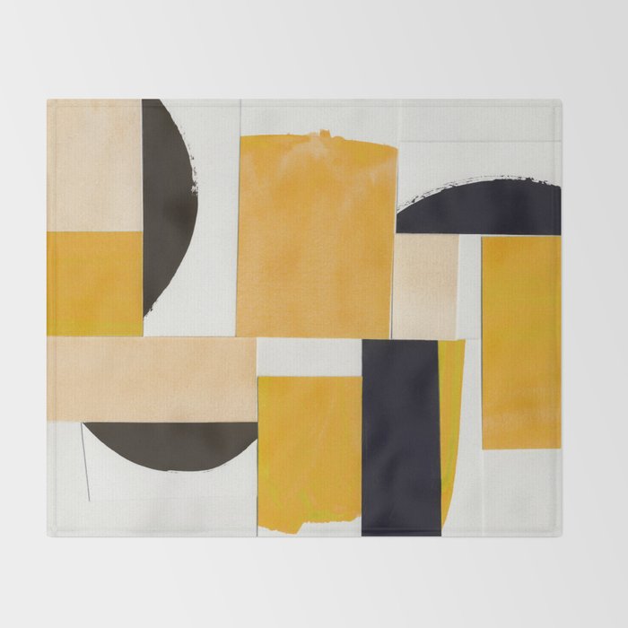 Yellow Abstract Collage Throw Blanket Gallery Image 2