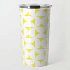 Patterned Geometric Shapes CLVIII White and Bright Yellow Travel Mug Gallery Image 1