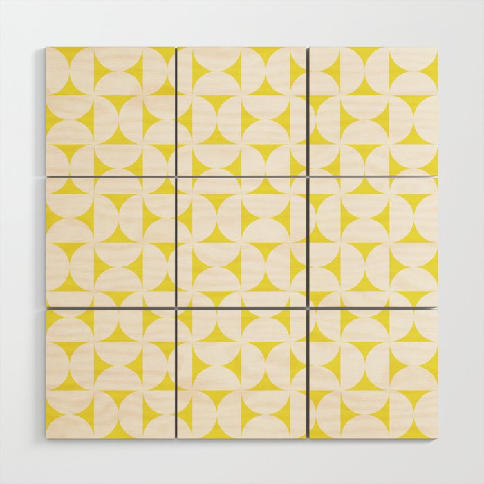 Patterned Geometric Shapes CLVIII White and Bright Yellow Wood Wall Art Gallery Image 1