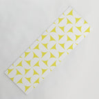 Patterned Geometric Shapes CLVIII White and Bright Yellow Yoga Mat Gallery Image 1