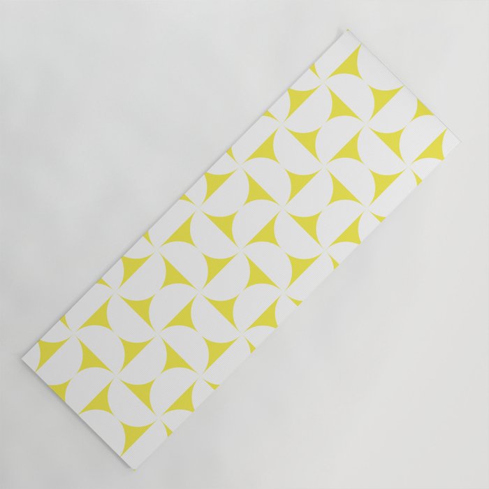 Patterned Geometric Shapes CLVIII White and Bright Yellow Yoga Mat Gallery Image 1