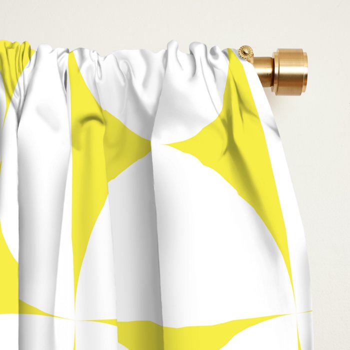 Patterned Geometric Shapes CLVIII White and Bright Yellow Window Curtain Gallery Image 2