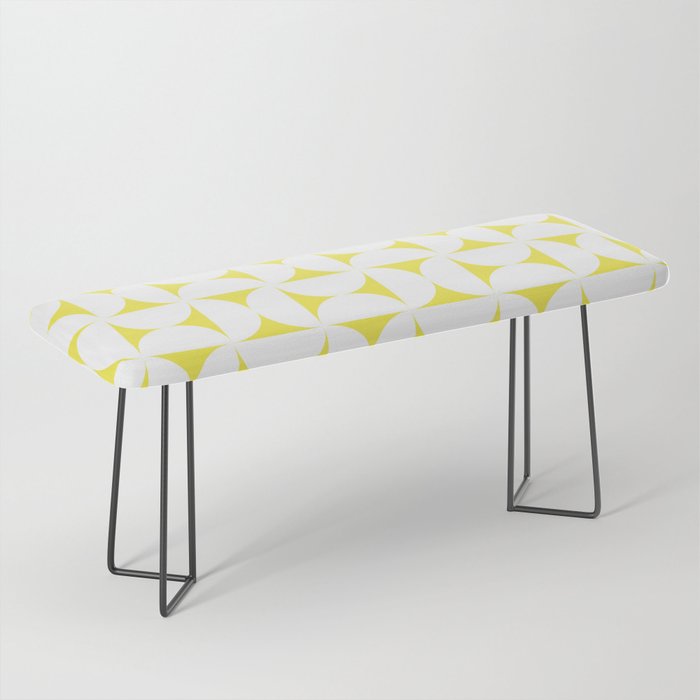 Patterned Geometric Shapes CLVIII White and Bright Yellow Bench Gallery Image 1