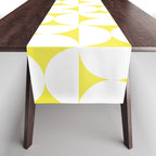 Patterned Geometric Shapes CLVIII White and Bright Yellow Table Runner Gallery Image 1