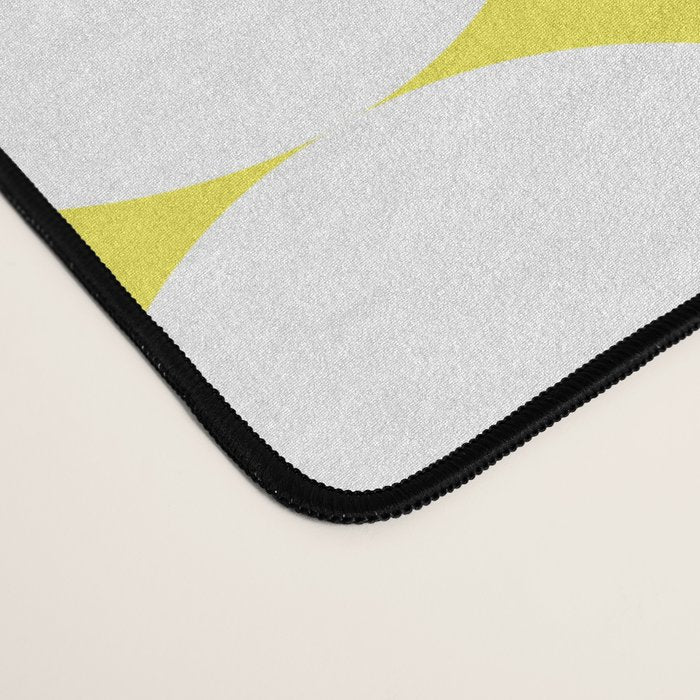 Patterned Geometric Shapes CLVIII White and Bright Yellow Desk Mat Gallery Image 4